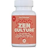 Zen Principle Zenculture™ – 4-in-1 Synbiotic Supplement (Probiotic + Prebiotic + Postbiotic + Digestive Enzymes) with CoreBiome®. Anti Bloating, Immune & Brain-Gut Health. 60 Capsules