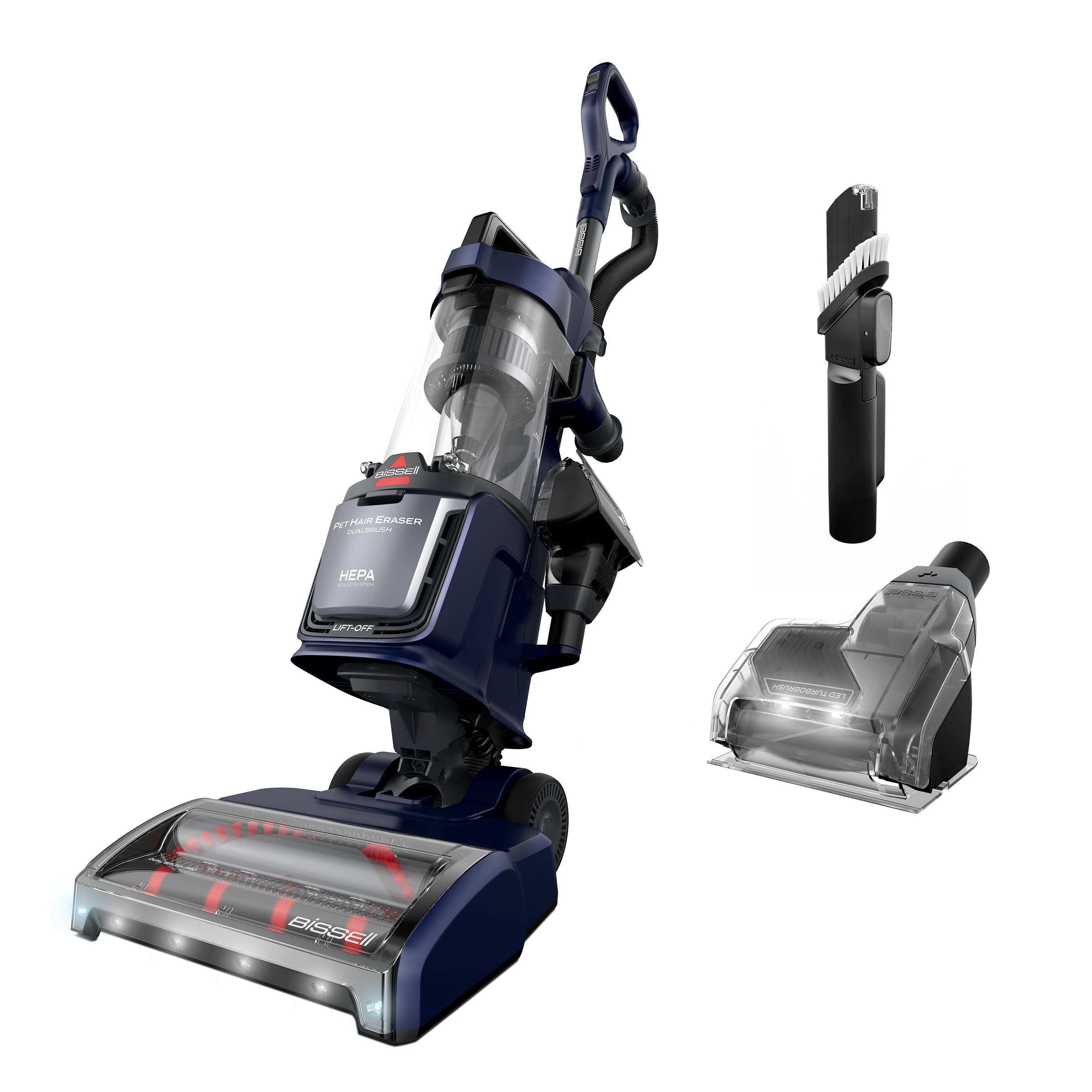 Bissell Pet Hair Eraser DualBrush Upright Vacuum with Two Brush Rolls, DualBrush Self-Cleaning Technology, HEPA Sealed Allergen System, Bright FurFinder Headlights, Lift-Off Pod, 42943 Image