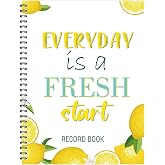 Faccito Teacher Record Book 26-27 Class Grade Book, Lemon Style | 8.3 X 11 Inch Undated Class Record for Student Roster, Grading Chart with Monthly Sections, Spiral Bound for School Office