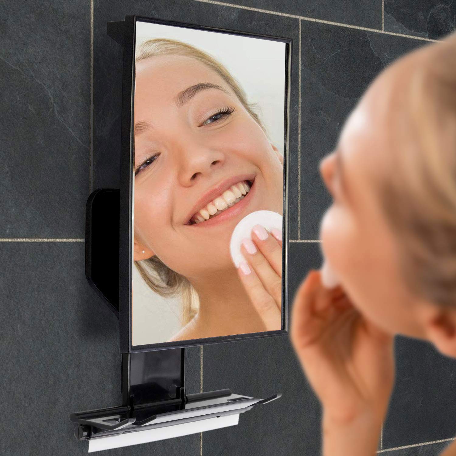 ToiletTree Products Deluxe Larger Fogless Shower Shaving Mirror with Squeegee, Large, Black : Beauty