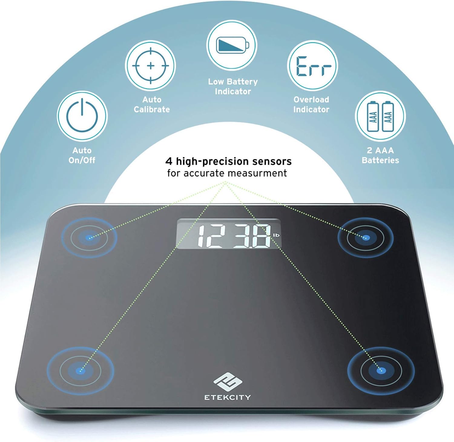 Etekcity High Precision Digital Body Weight Bathroom Scale with Ultra Wide Platform and Easy-to-Read Backlit LCD, 440 Pounds: Health & Personal Care