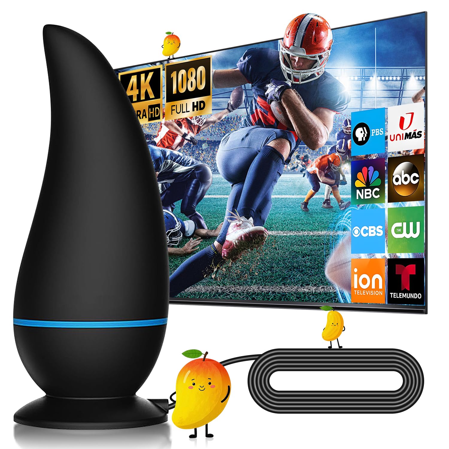 Photo 1 of 2025 TV Antenna Indoor - 8K 4K 1080P Outdoor HD Digital, 750+ Miles Range, Amplified Signal Antenna, Reception 32FT Coax Cable, for Smart and Old TV & Free Local Channels