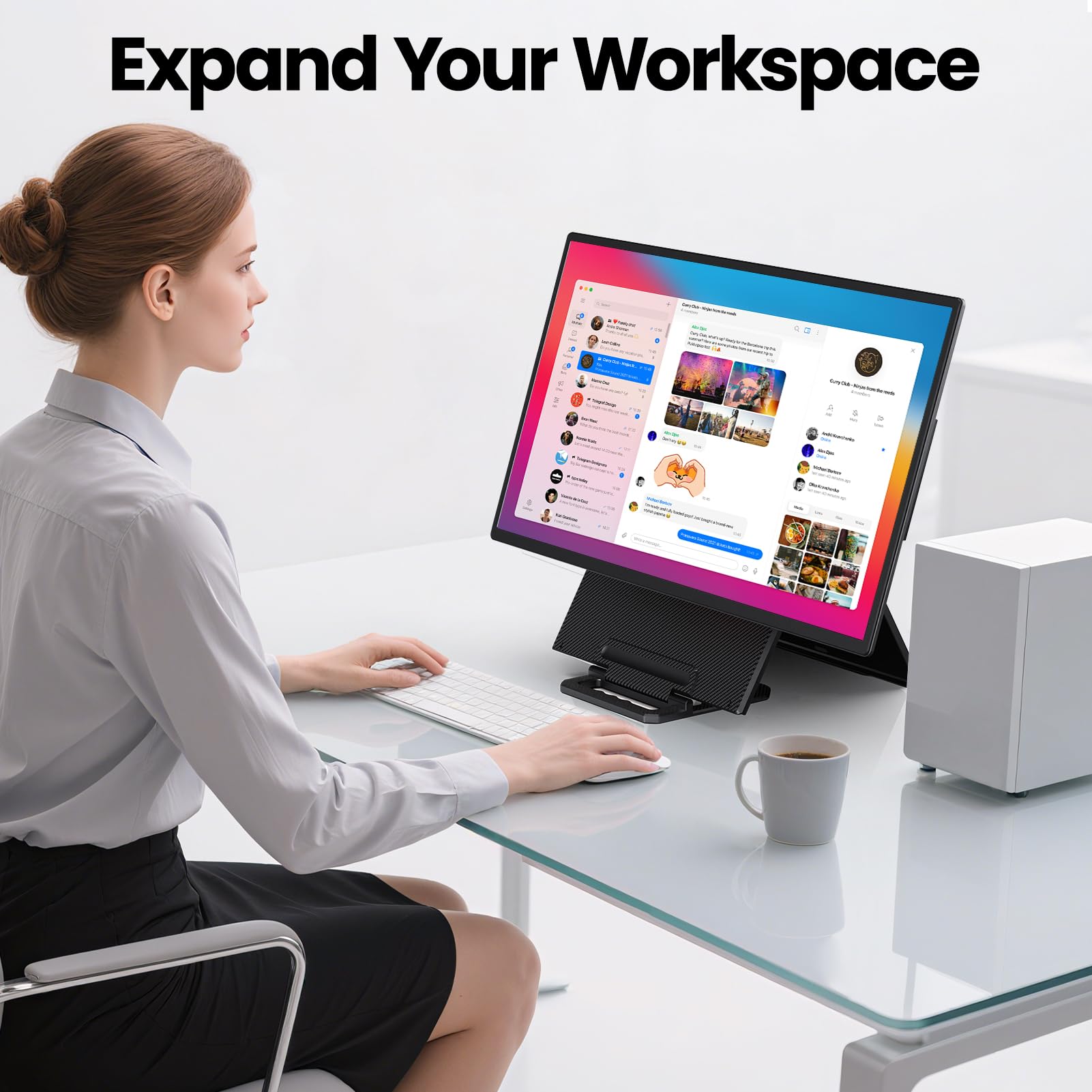 23.8'' Portable Monitor,FHD 1080P 100Hz IPS Laptop Screen Extender,USB-C HDMI Large Office Gaming Second Monitor Extender with Detachable Stand for Mac Windows PS5 Xbox Switch(Built-in Speakers)