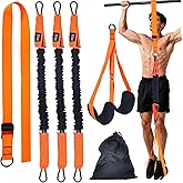 QIVDSEC Pull-Up Assistance Bands Set – Heavy Duty Adjustable Resistance Band with Feet/Knee Rest for Home Gym Strength Training