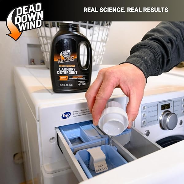 DEAD DOWN WIND BLACK PREMIUM UNSCENTED LAUNDRY DETERGENT (20 OZ) – SCENT ELIMINATING LIQUID DETERGENT FOR CLOTHING AND GEAR – DURABLE HUNTING SCENT ELIMINATORS – ADVANCED HUNTING GEAR