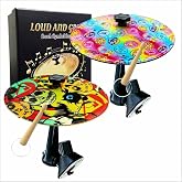 Car Cymbal Air Vent, 2-Pack Mini Crash Cymbal for Drummers (donut skull) | 2-pack, mini crash cymbal set with 2 drumsticks, clip-on car vent mount, fits most vehicles, gift for drummers