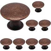 SWZHAI 8 Pcs Red Bronze Cabinet Knobs, Round Dresser Knob Kitchen Drawer Knobs, Single Hole Cupboard Door Knob Dresser Drawer Pulls Handles