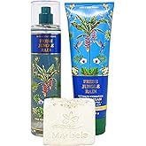 Bath & Body Works Fresh Jungle Rain 2 Piece Gift Set - Fragrance Mist and Body Cream - with a Natural Oats Bar Soap - Full Size