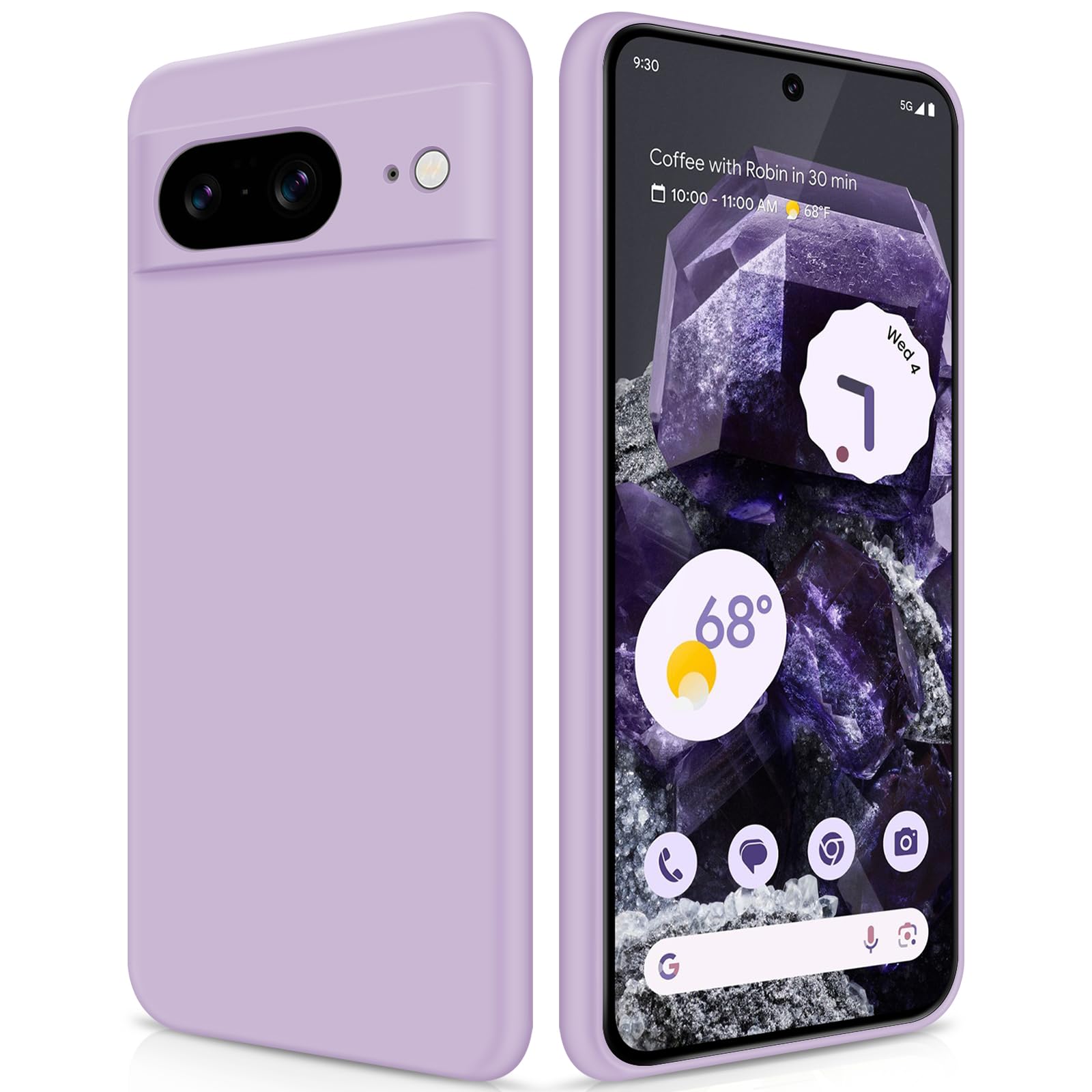 GiiYoon Case Compatible with Google Pixel 8, Silky-Soft Touch Full-Body Protective Phone Silicone Case, Shockproof Cover with Microfiber Lining, Purple — image 1