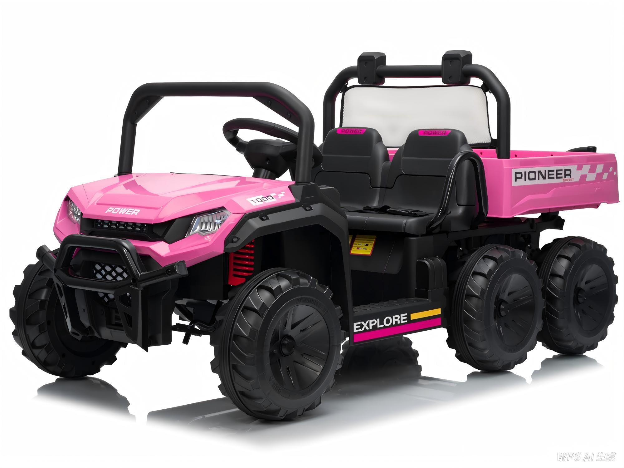 Photo 1 of ***DAMAGED | TRUCK/TRAILER PICKUP ONLY*** Hetoy 24V Ride on Toys, 2 Seater Dump Truck Car for Kids 4-8, 4WD Electric Tractor with Remote Control, Dump Bed, 3 Speed Modes, Music Player