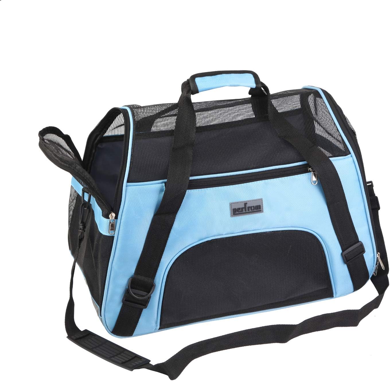 Soft Pet Carrier Airline Approved Soft Sided Pet Travel Carrying Handbag Under Seat Compatibility, Perfect for Small Cats and Small Dogs Breathable 4-Windows Design-Small Size(Blue) : Pet Supplies