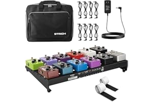 STRICH Guitar Pedal Board with Built-in Power Supply, Pedal Board 18 x 11" Lightweight 2.65lb Aluminum Alloy, PedalBoard with