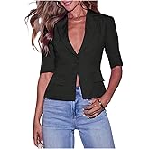 Floerns Women's Elegant Half Sleeve Suit Shawl Collar Work Office Blazer Jacket