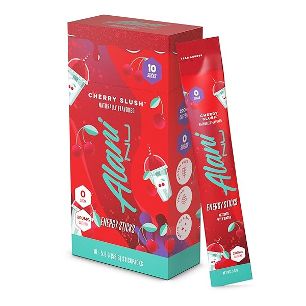 ALANI NU CHERRY SLUSH ENERGY STICKS | ENERGY DRINK POWDER | 200MG CAFFEINE | PRE WORKOUT PERFORMANCE WITH ANTIOXIDANTS | ON-THE-GO DRINK MIX | BIOTIN, B VITAMINS | ZERO SUGAR | 5 CALORIES | 10 PACK