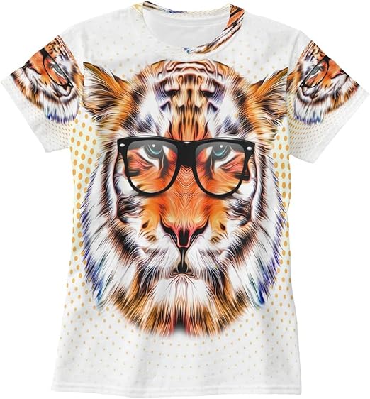 Abstract Colorful Animal Tiger Hazy Visuals Womens T Shirts