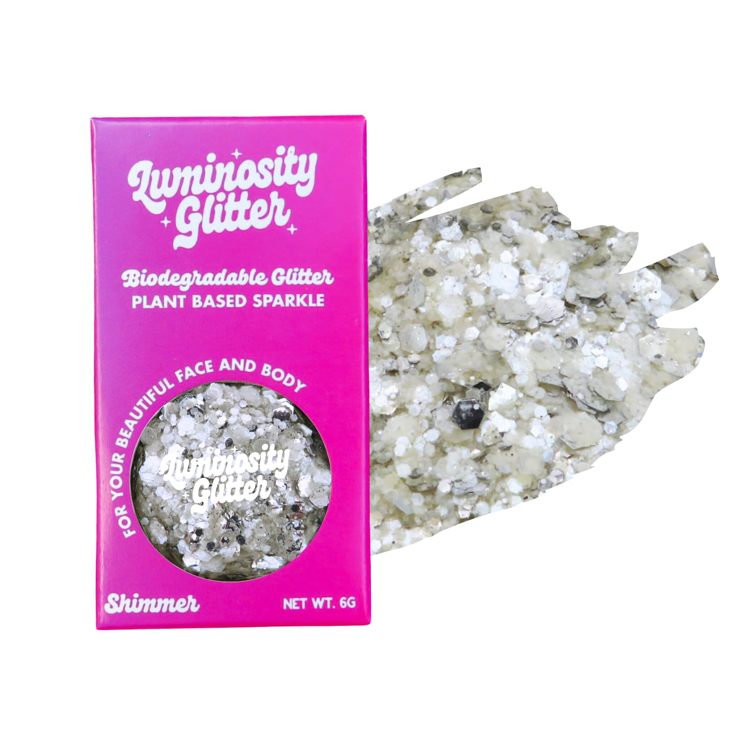 Luminosity Arctic Blast Biodegradable Glitter - Frosty Silver Eco Glitter for Face, Body & Hair | Vegan, Plant-Based, Festival & Party Makeup - 6g Pot