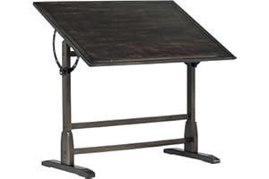 SD STUDIO DESIGNS Studio Designs Vintage Drawing/Drafting Table with Pencil Ledge - 42" W x 30" D - Distressed Black - Adjustable Tilting Top