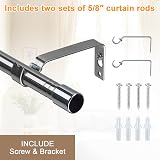 INFLATION Curtain Poles 76-157 cm Silver Finials 2 Pack Adjustable Rods view 2