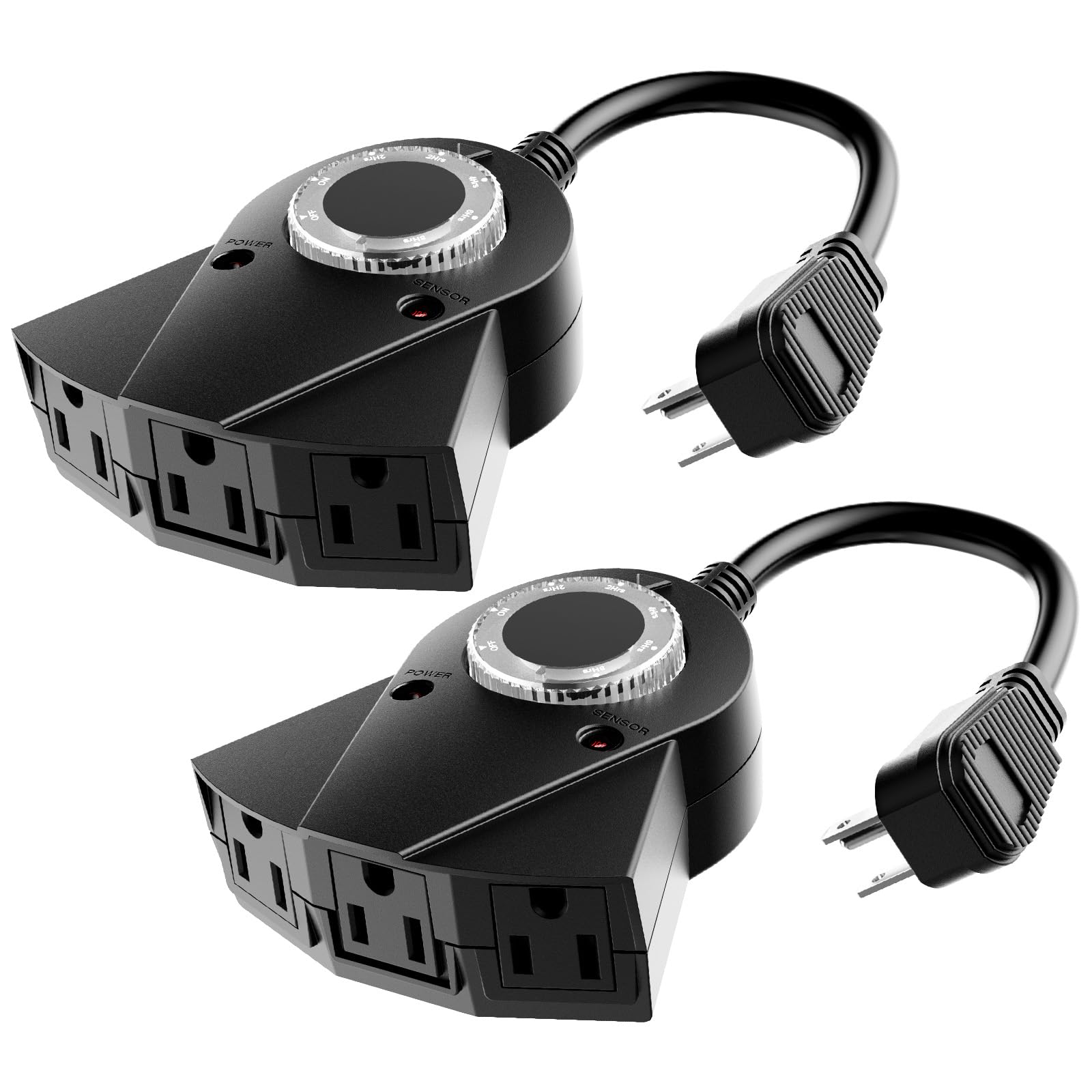 Photo 1 of *** 1 PACK *** Outdoor Light Sensor Timer, 24 Hours Heavy Duty Waterproof Outlet Timer with 2, 4, 6 or 8 Hours Countdown Mode, 3 Grounded Electrical Outlet for Home Backyard Garden (2 Pack)