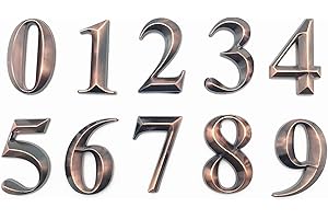 HopeWan Mailbox Numbers, Self Adhesive Door Address Number Stickers for Office Home Room, 3D Style.(2" 10 Pack (0-9), Bronze)