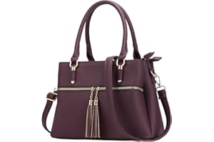 KKXIU Women Satchel Bags Handle Shoulder Handbags and Purses Pockets Zipper Leather Crossbody Bags