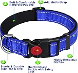 ATETEO Reflective Dog Collar with Safety Locking Buckle Medium Blue 13-19.7in view 2