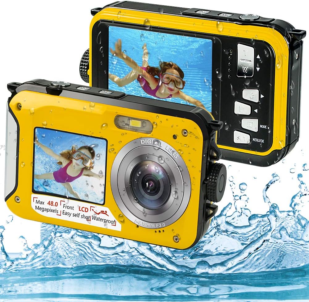 Underwater Camera, Waterproof Camera Full HD 2.7K 48MP Waterproof Camera Digital with Dual Underwater Camera, Waterproof Camera Full HD 2.7K 48MP Waterproof Camera Digital with Dual