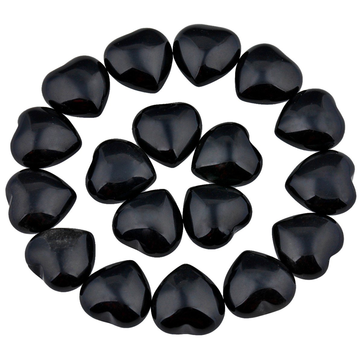 Shanxing 10pcs Natural Black Obsidian Crystals Mini Heart Crystals Set, Small Polished Black Heart Stones for Arts and Crafts Healing Crystal Gifts Party Room Decor Pocket Love Stone Gift