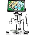 Elikliv EDM9 7'' LCD Digital Microscope 1200X, 1080P Coin Microscope with 12MP Camera Sensor, 10 LED Lights - Microscope for 