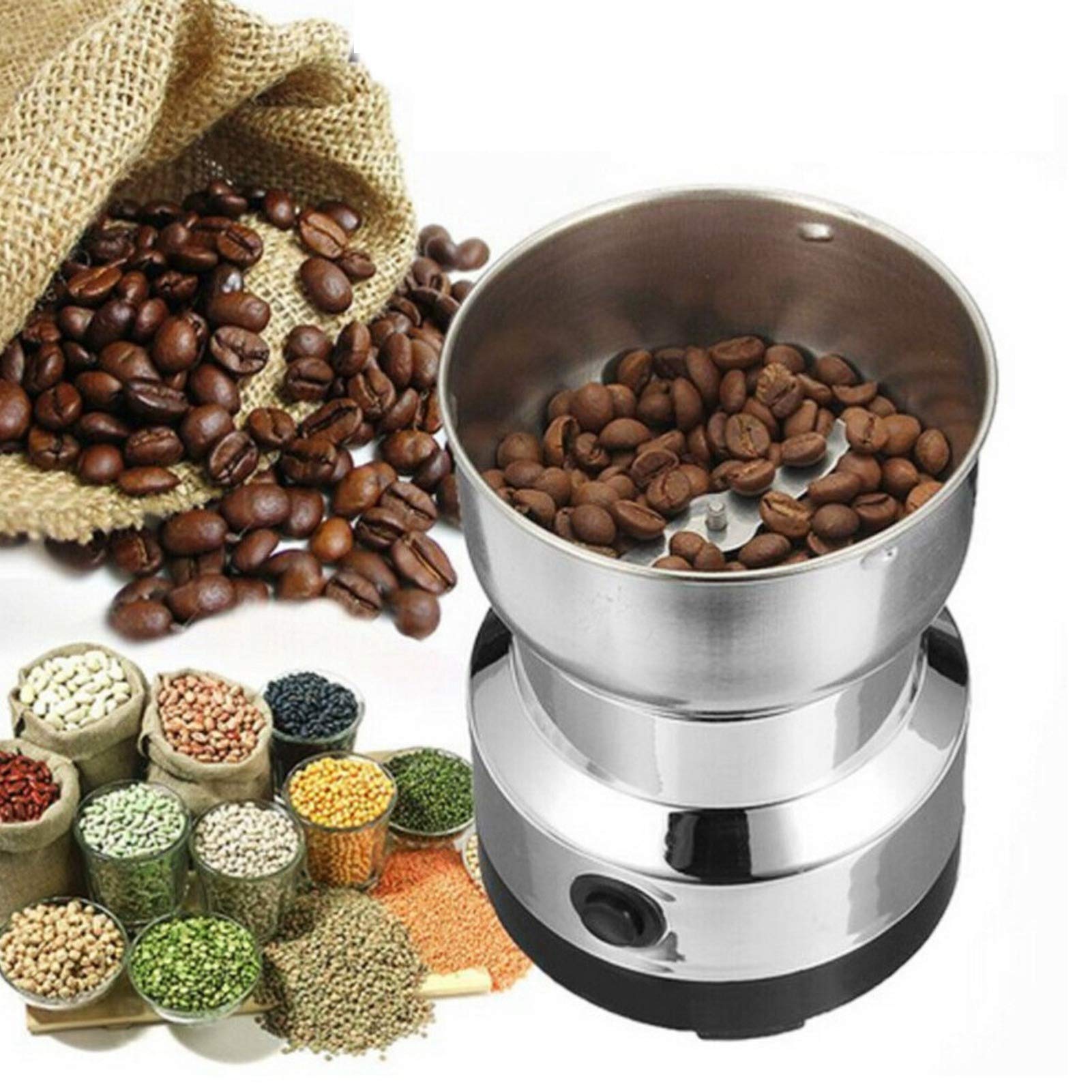 Stainless Steel Spice Nut Grain Herb Grinder - Electric Coffee Mill with Adjustable Precision Setting, 100g/3.5oz Capacity