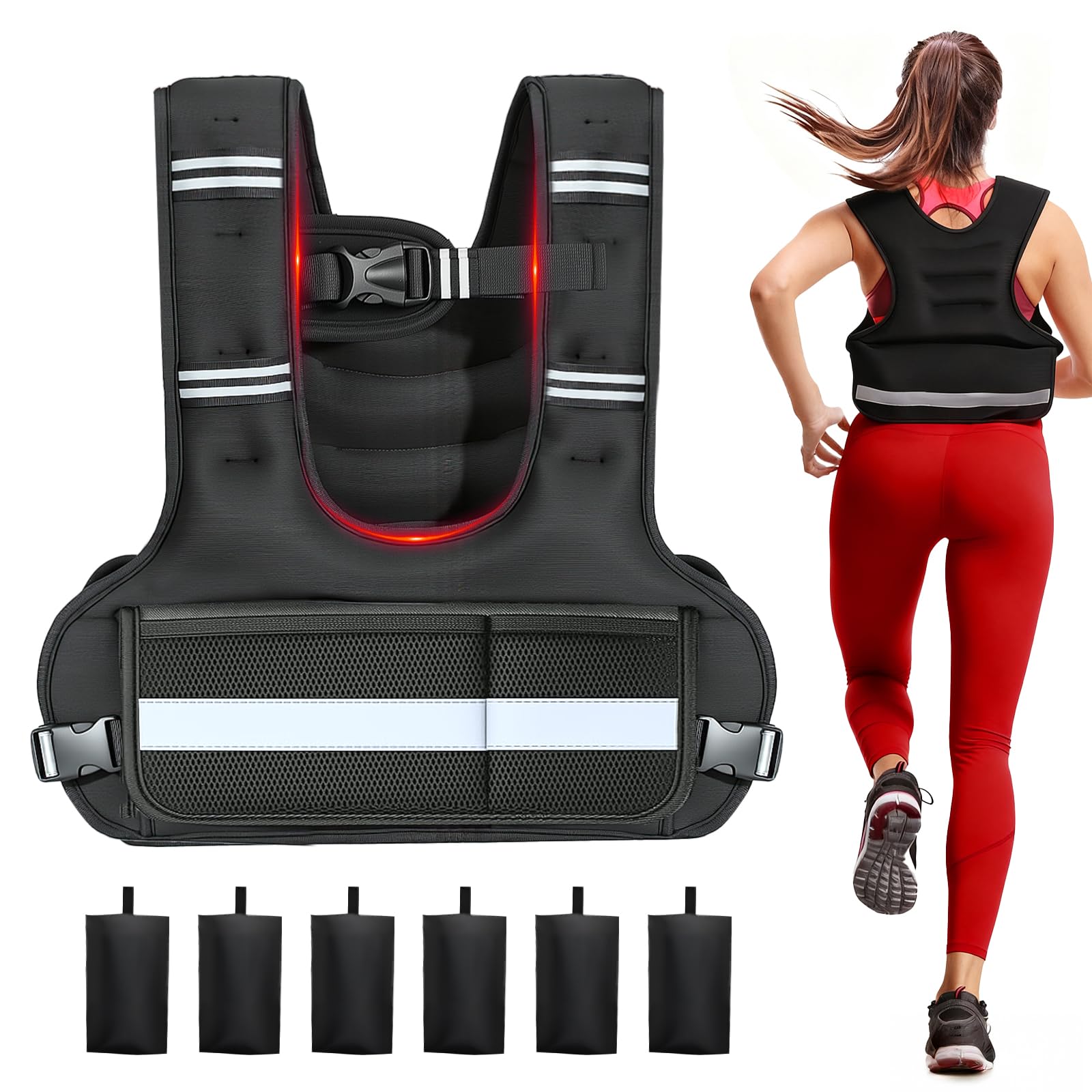 Photo 1 of MINOR DAMAGE************MerriVibe Weighted Vest for Women & Men, Adjustable Weights 8–18lbs for Walking, Running, Rucking – Strength Training Weighted Vest with U-Shaped Breathable Design, Adjustable Straps, and Large Phone Pocket