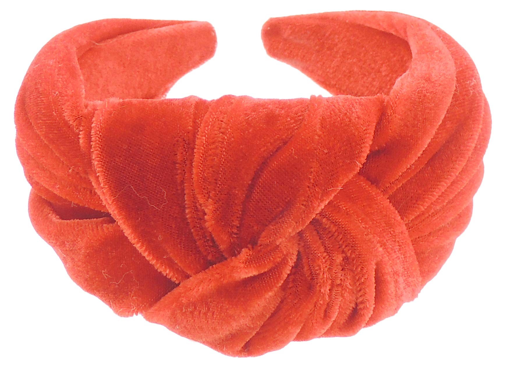 Velvet Knotted Top Knot Twist Twisted Turban Extra Wide Thick Fashion Formal Evening Boho Vintage Headband Alice Band Women Hair Accessory Hairband Christmas Birthday Wedding Guest Bridesmaid (Red)