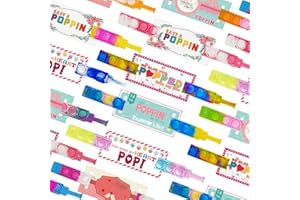 PRAABDC 24 Pcs Valentines Day Pop Bracelet with 24Pcs Cards, Multi Color Pop Bubble Fidget Toys for School,Pop Wristband Fidget Bulk Easter Basket Stuffers Party Favor Prizes ﻿