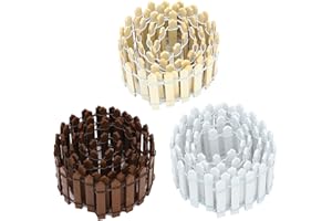 ONEST 105 Inches Mini Fairy Garden Fence, 3 Pieces DIY Small Wood Decorative Picket Fence Miniature Ornaments for Dollhouse Home Plant Pot, Brown White Natural Color