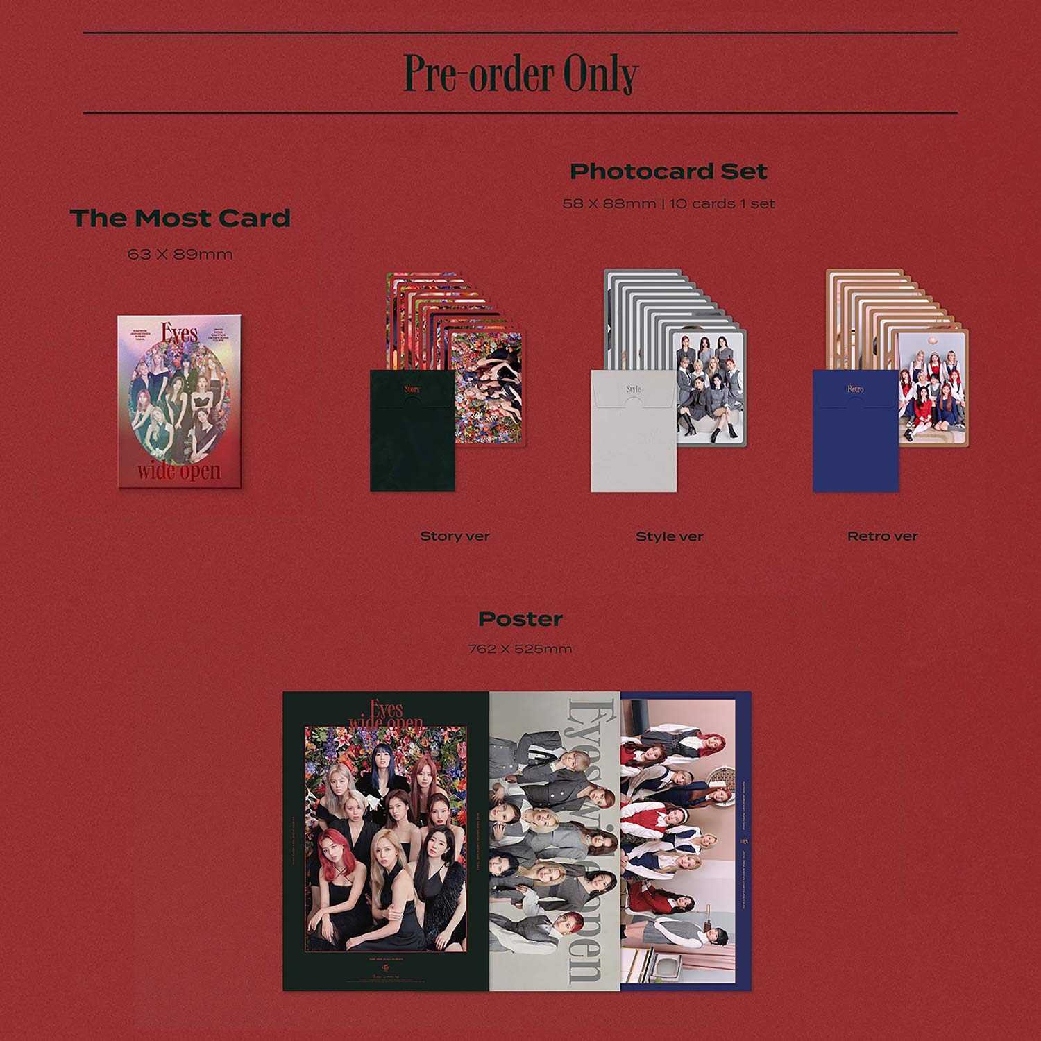 Twice 2nd Album Eyes Wide Open Cd Photobook Message Card Lyric Poster Sticker Photocards The Most Card Photocard Set Official Poster Free Gift Twice Amazon Fr Cd Et Vinyles