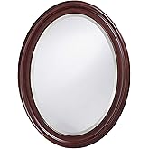 Howard Elliott Collection George Oval Chocolate Brown Wall Mirror, Oval Bevelled Hanging Wood Framed Vanity Mirrors for Home 