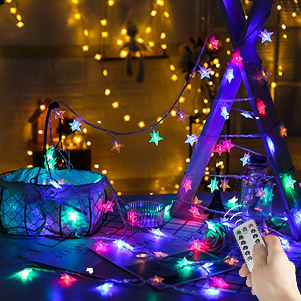 Sunboia Star String Lights,100 LED String Fairy,8mode with USB Powered Decorative String Lights for DIY Festival Garden Home Wedding Party Christmas Halloween - Multicolor
