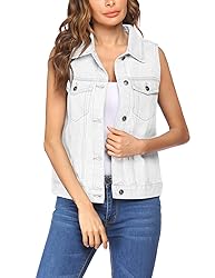 Chainscroll Women's Denim Vest Casual Classic Jean
