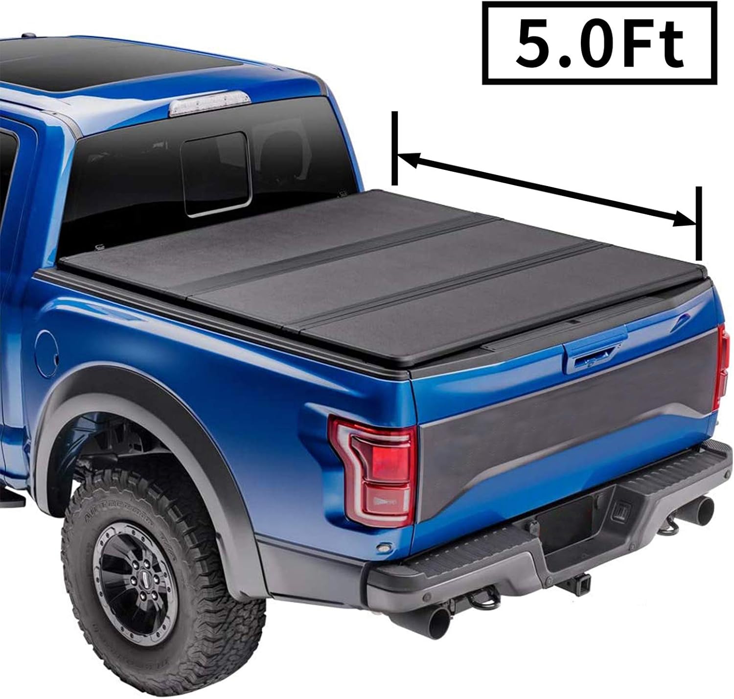 AUTOSTARLAND 5' Hard Fiberglass TriFold Truck Bed Tonneau