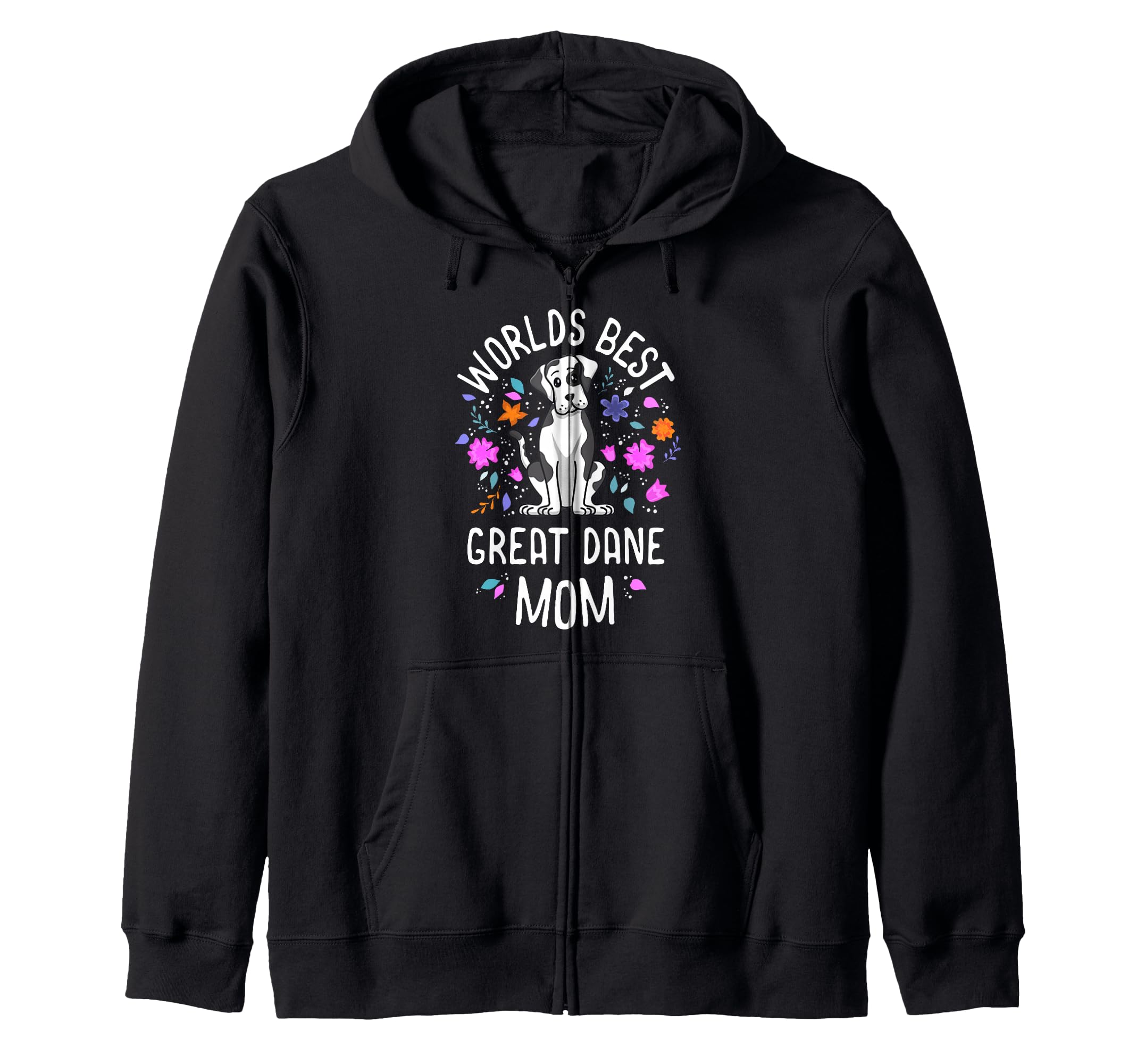 Worlds Best Great Dane Mom Harlequin Dog Mama Puppy Mother Zip Hoodie