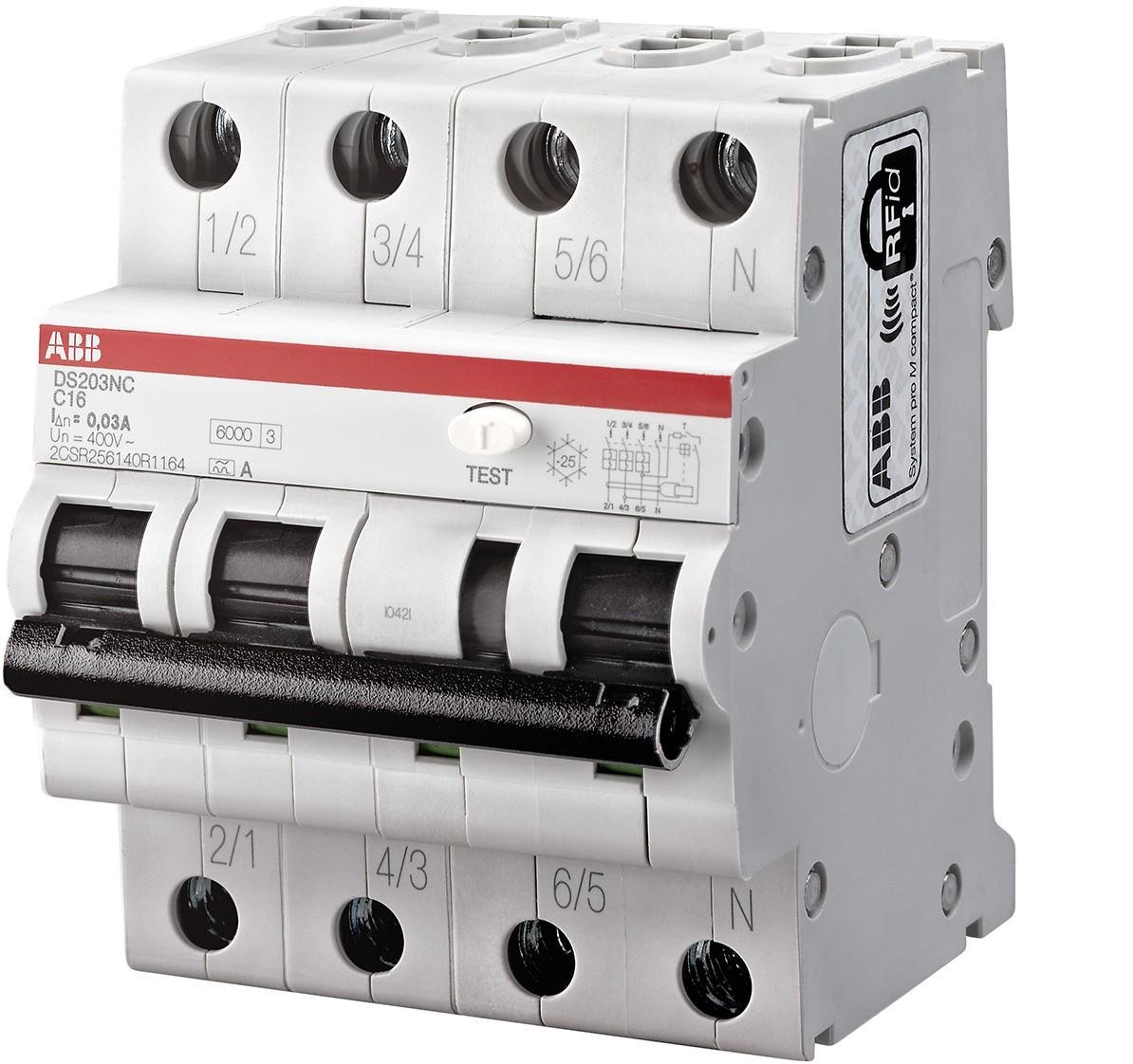abb-entrelec – Switch DS200 3PN Curve – C 25 A Type AC 10 KA 30