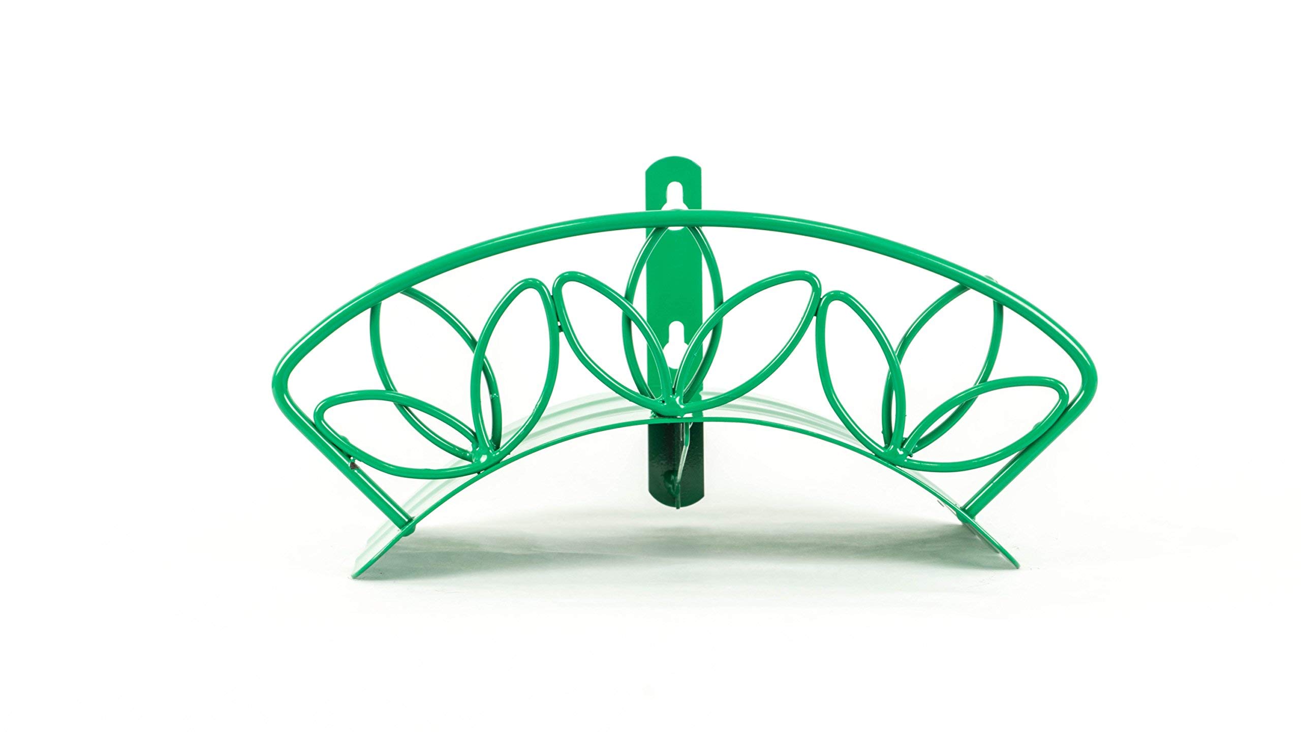 Yard Butler Deluxe Heavy Duty Wall Mount Hose Hanger Holds 125’ Of 5/8’ Hose Solid Steel Extra Bracing Flower Design IHCWM-1FLOWERG GREEN