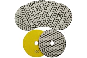 SHDIATOOL Dry Diamond Polishing Pads Grit 100 5-Inch Sanding Disc for Granite Marble Quartz (7-Pack)