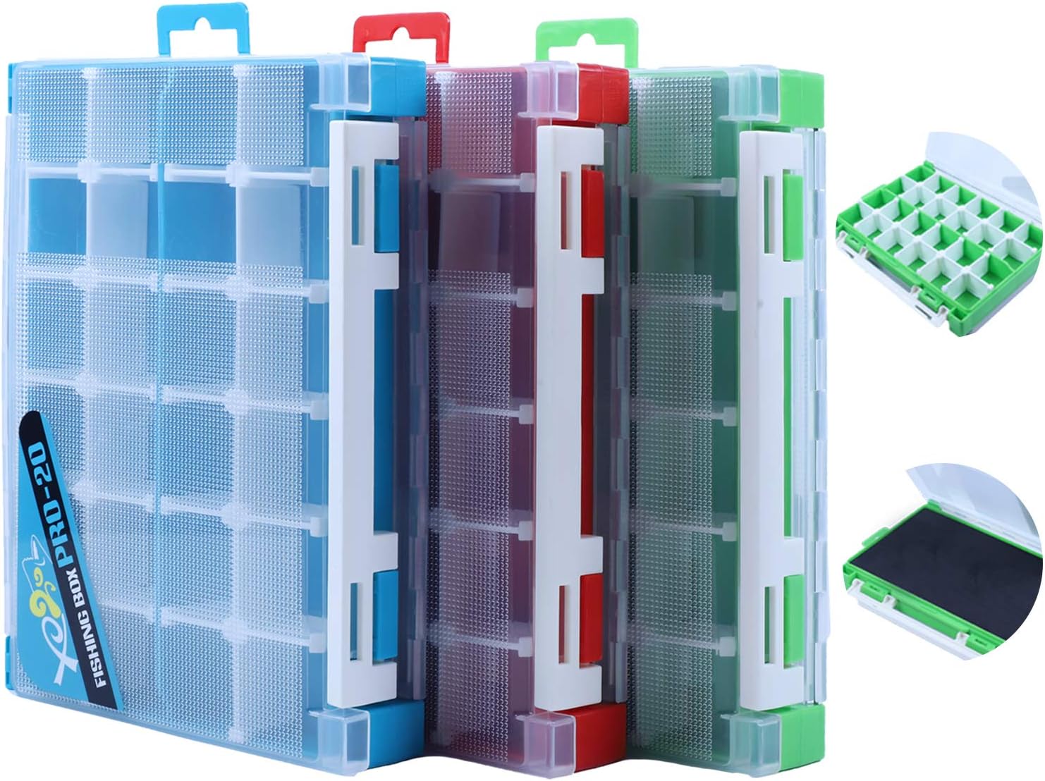 BLISSWILL Fishing Tackle Boxes, Fishing Tackle Storage Trays, Plastic Storage Organizer Box with Removable Dividers - Fishing Tackle Double Sided Storage-3 Packs Fish Box : Sports & Outdoors