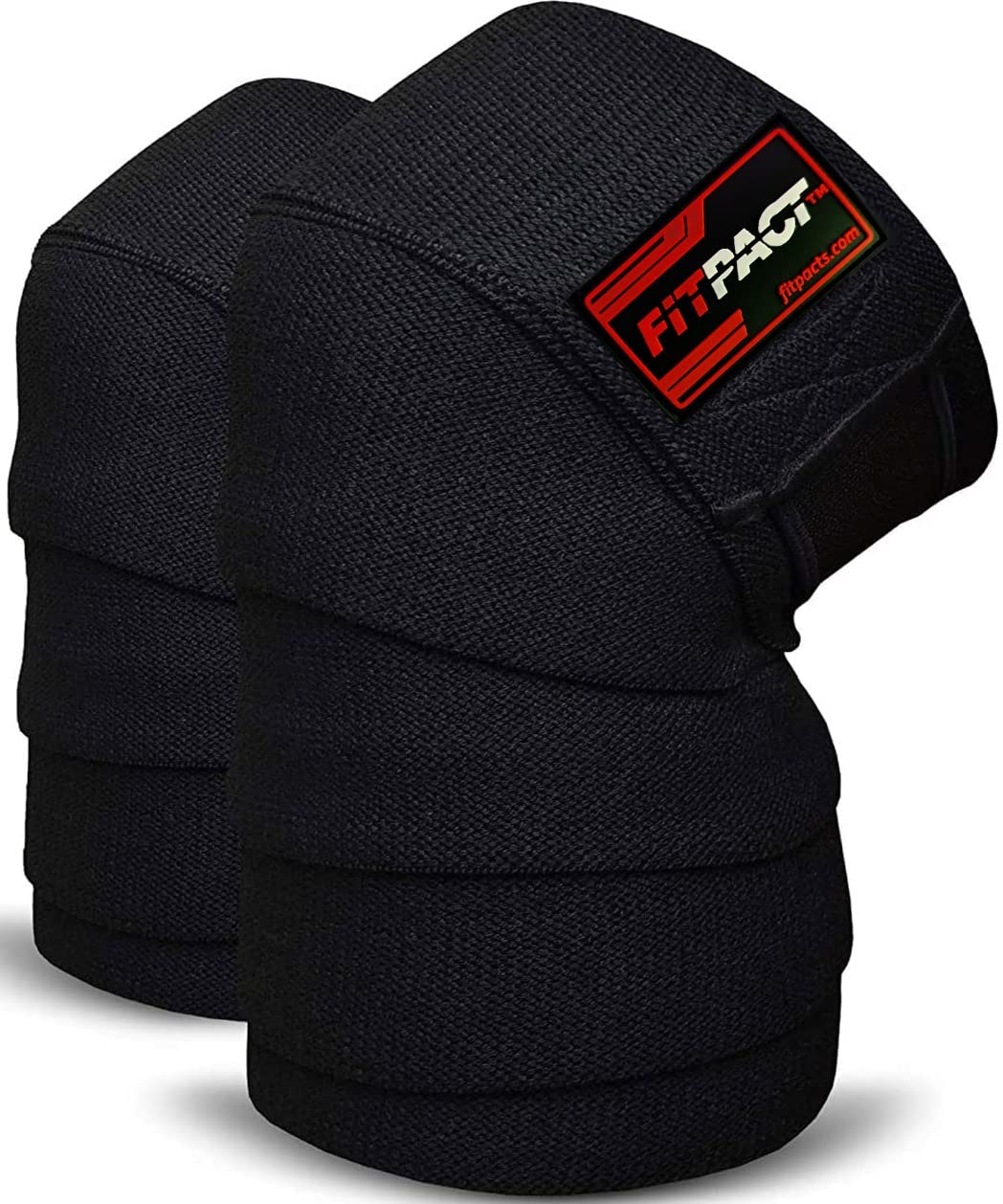 FITPACT Knee Wraps Pair Weightlifting, 78” Elasticated Straps for Gym Workout Fitness Squats Powerlifting, Compression Support, Men Women WOD Training, Squatting Leg Press Bodybuilding
