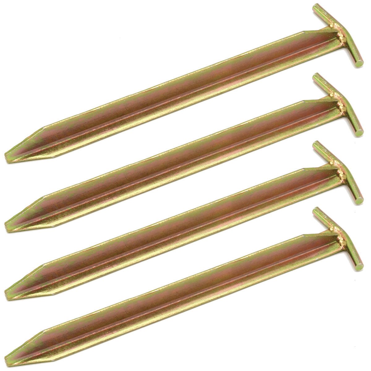 AMANKA Set of 4 pcs Tent Pegs 300x25mm galvanized steel zinc plated flat T-shaped stakes for large tents hard soils