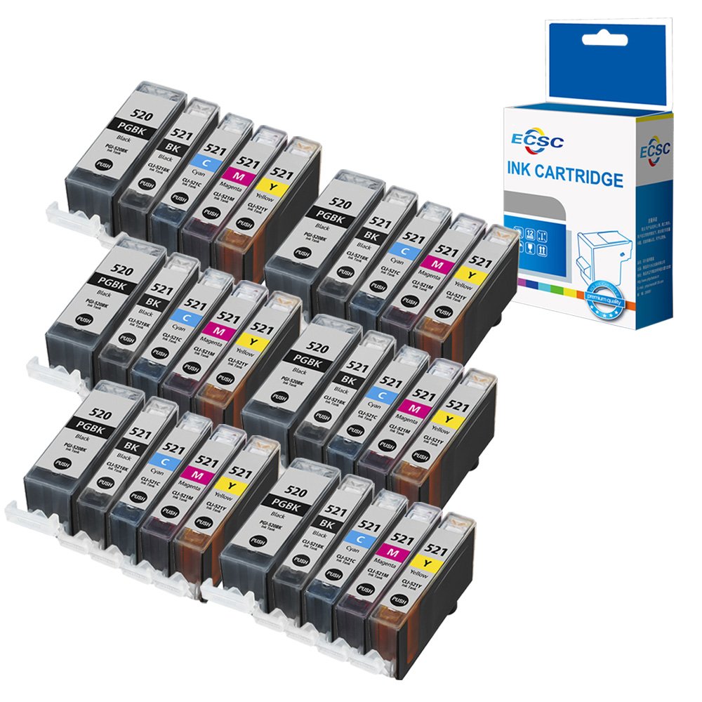 ECSC Compatible Ink Cartridge Replacement for Canon Pixma iP3600 iP4600 iP4700 MP540 MP550 MP560 MP620 MP630 MP640 MP980 MP990 MX860 MX870 PGI520/521 (Large Black/Black/Cyan/Magenta/Yellow, 30-Pack)