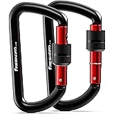 FresKaro 3inches Screw Locking Carabiners, Strong Tensile Strength 12kN/2698lbs, Lightweight, Rust-Free, D Shape Wide Opening Gate, Sturdy and Last Long, Assorted Colors