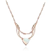 Barzel 18K Rose Gold Plated Created Opal Guardian Angel Necklace for Women, 18 Inches with 2 Inches Extension - Made in Brazil