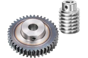 uxcell #45 Steel Worm Gear Set 40T 1.5 Module 40:1 Reduction Rate, Right Rotation Drive Gear Box Wheel Reduce Transmission Part (Gear-12mm Bore 63 mm OD, Rod 10mm Bore)